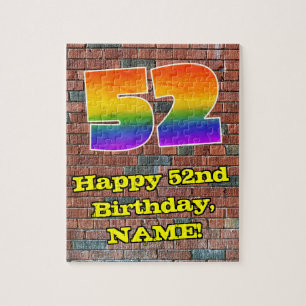 52. Geburtstag: Fun Graffiti-Inspiriert Regenbogen Puzzle