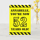 52. Geburtstag: Fun Stencil Style Text, Individuel Karte (Gelbe Blume)