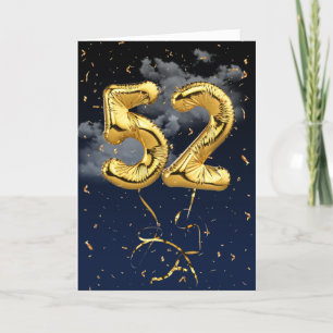 52. Geburtstag Gold Mylar Ballon und Confetti Card Karte