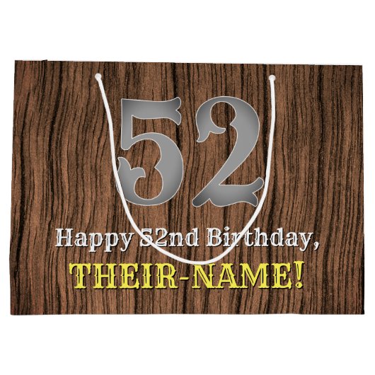 52. Geburtstag: Inspirierter Country Western Look, Große Geschenktüte (Rückseite)