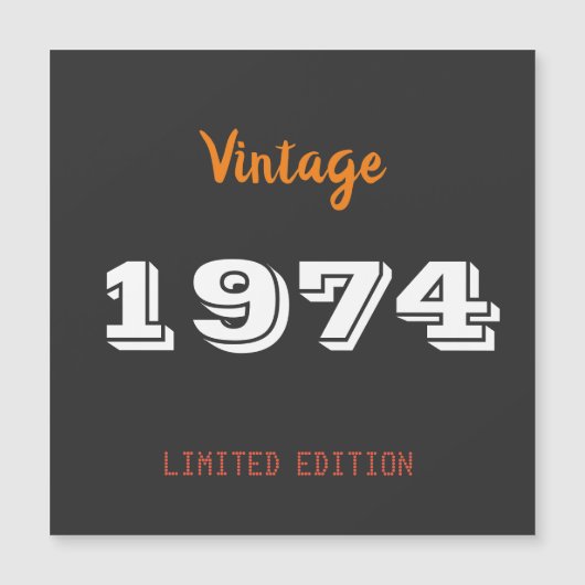 52. Geburtstag Magneteinladung - Vintag 1974 (Vorderseite)