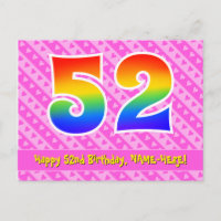 52. Geburtstag: Rosa Streifen & Herz, Regenbogen 5