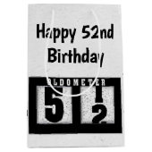 52. Geburtstag Schwarzes Odometer Mittlere Geschenktüte (Vorderseite)