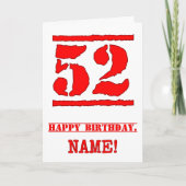 52. Geburtstag: Spaß, Red Rubber Briefmarke Inspir Karte (Vorderseite)