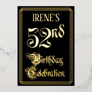 52. Geburtstagsfeier — Elegante Schrift & Benutzer Folieneinladung