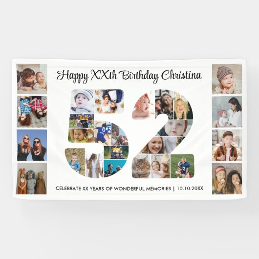 52. Geburtstagsfeier Nummer 52 Fotocollage Banner (Horizontal)