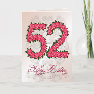 52. Geburtstagskarte mit Rose und Blätter Karte