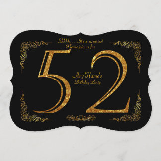 52. Geburtstagsparty 52., großartiges Gatsby, schw Einladung
