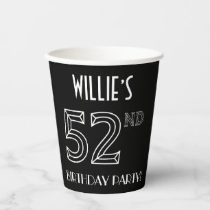 52. Geburtstagsparty: Art-Déco-Stil + Individuelle Pappbecher
