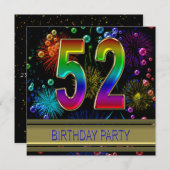 52. Geburtstagsparty Einladung mit Blasen (Vorne/Hinten)