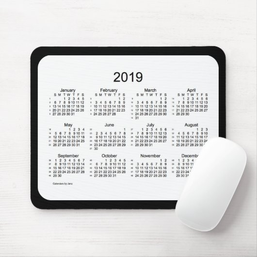 52 Kalender Schwarzweiss-Mousepad der Wochen-2019 Mousepad (Mit Mouse)