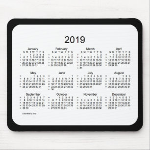 52 Kalender Schwarzweiss-Mousepad der Wochen-2019 Mousepad