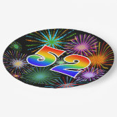 52. Veranstaltung - Spaß, farbenfroh, kühl, Regenb Pappteller (Schrägansicht)