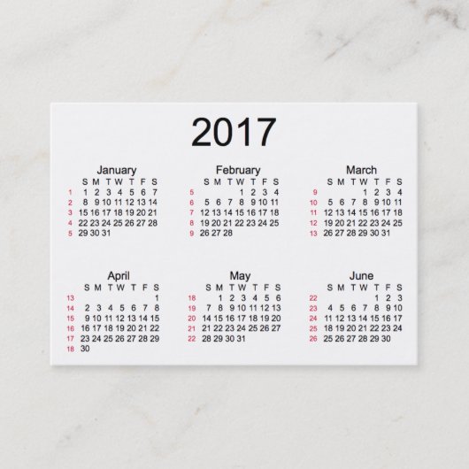 52 Weiß-Kalender der Wochen-2017 durch Janz Visitenkarte (Vorderseite)