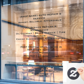 52" x 72" Autoshop Fensterheber Fensteraufkleber