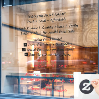 52" x 72" Lebensmittelgeschäft Schaufenster Klamme Fensteraufkleber