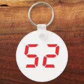 52 zweiundfünfzig rote Wecker digitale Nummer Schlüsselanhänger (Vorderseite)