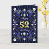 52nd birthday card with massen of jewels karte (Gelbe Blume)