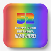 52nd Birthday: Colorful, Fun Rainbow Pattern # 52 Pappteller (Vorderseite)