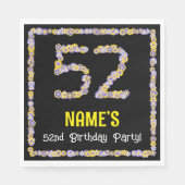 52nd Birthday: Floral Flowers Number, Custom Name Serviette (Vorderseite)