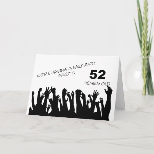 52nd party invitation with a cheering crowd einladung (Vorderseite)