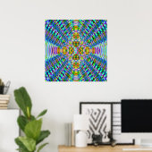 52x52 oder Kleineres Poster, Psychedelic Blue Gold Poster (Heimbüro)