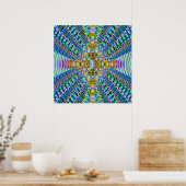 52x52 oder Kleineres Poster, Psychedelic Blue Gold Poster (Küche)