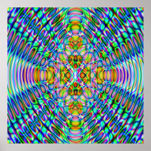 52x52 oder Kleineres Poster, Psychedelic Blue Gold Poster