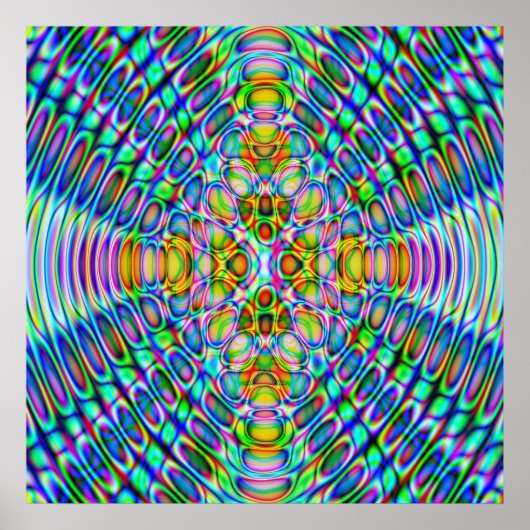 52x52 oder Kleineres Poster, Psychedelic Blue Gold Poster (Vorne)