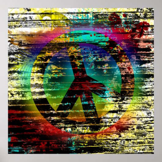 52x52 oder Kleineres Poster Rainbow Grunge Peace P (Vorne)