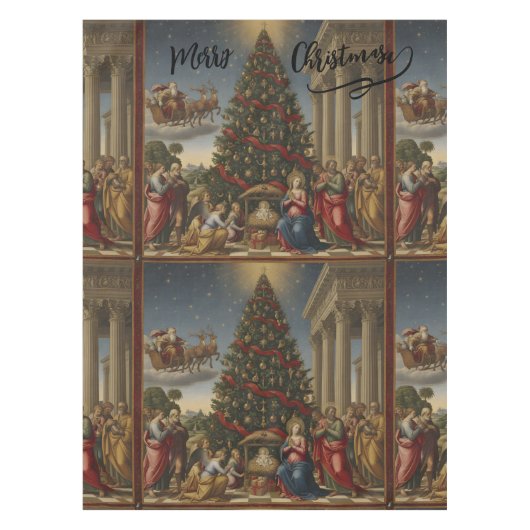 52x70 Cotton Nativity Christmas Tablecloth Tischdecke (Vorderseite)