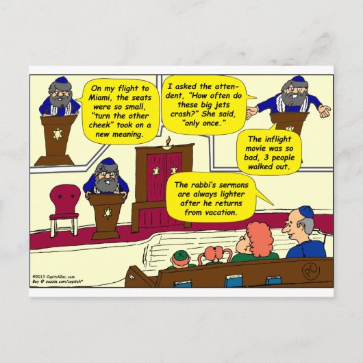 531 Rabbiner Cartoon Postkarte (Vorderseite)