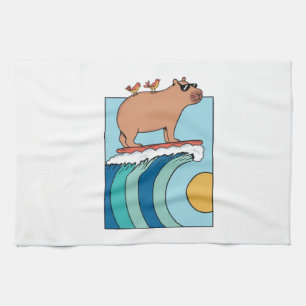 539 Capybara Surfing T - Shirt Geschirrtuch