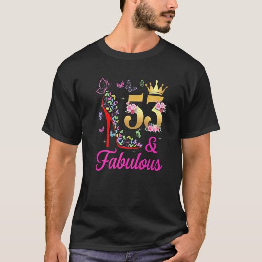 53 & Fabulous 53 Years Old 53 Bday Butterflies H T-Shirt (Vorderseite)