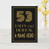 53. Geburtstag: Art Deco Inspiriert Look "53" & Na Karte (Gelbe Blume)