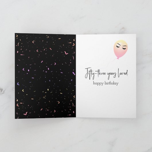 53. Geburtstag Ballons und Confetti Karte (Innenseite)
