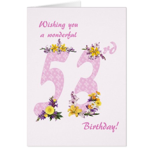 53. Geburtstag Blume dekorierte Zahlen (Vorne)