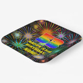 53. Geburtstag: Bunte, lustige feierliche Feuerwer Pappteller (Gewinkelt)