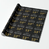 53. Geburtstag: Elegant, schwarz, Imitate Gold Loo Geschenkpapier (Ungerollt)