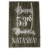 53. Geburtstag: Extravagant, Imitate Holzsehen + I Mittlere Geschenktüte (Rückseite)