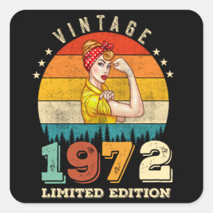 53. Geburtstag Frauen 1972 Vintage 53. Geburtstags Quadratischer Aufkleber
