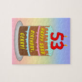 53. Geburtstag: Fun Cake and Candles + Individuell Puzzle (Horizontal)