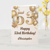 53. Geburtstag Gold Ballons und Confetti Geburtsta Karte (Gelbe Blume)