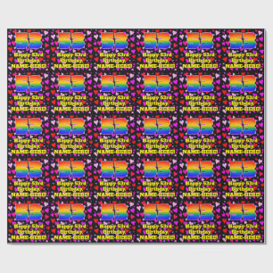 53. Geburtstag: Loving Hearts Pattern, Regenbogen Geschenkpapier