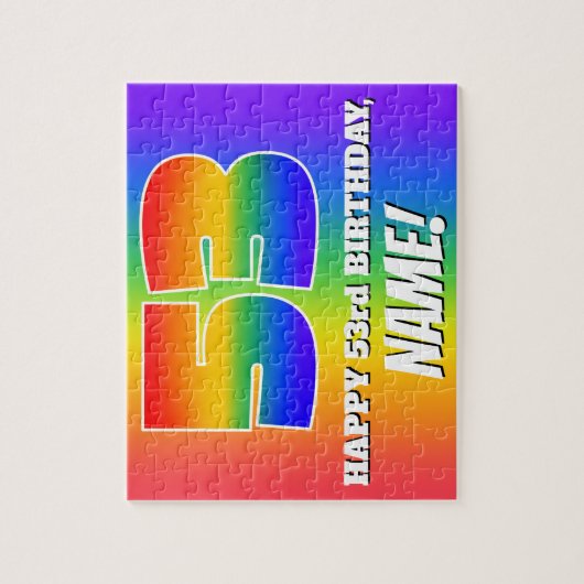 53. Geburtstag — mehrfarbiges Regenbogenmuster "53 Puzzle (Vertikal)