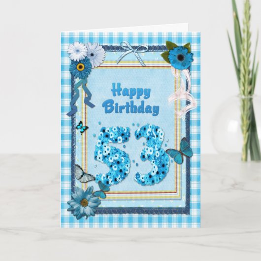 53. Geburtstag mit Scrapbook-Effekt Karte (Vorderseite)