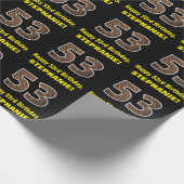 53. Geburtstag: Name und falsches Holzmaserungsmus Geschenkpapier (Ecke)