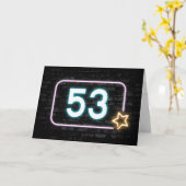 53. Geburtstag Neon Sign on Brick Wall Karte (Gelbe Blume)