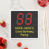 53. Geburtstag: Red Digital Clock Style "53" + Nam Serviette (Beispiel)