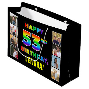 53. Geburtstag: Regenbogentext, benutzerdefinierte Große Geschenktüte